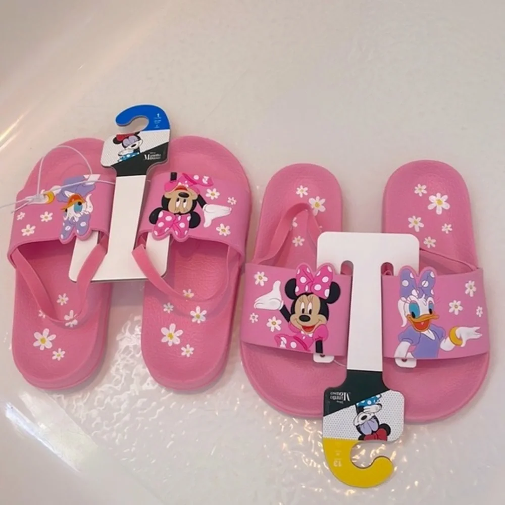 🆕 Disney Minnie Mouse & Daisy Duck Ltd Edition Kids Slide Sandals w/Strap